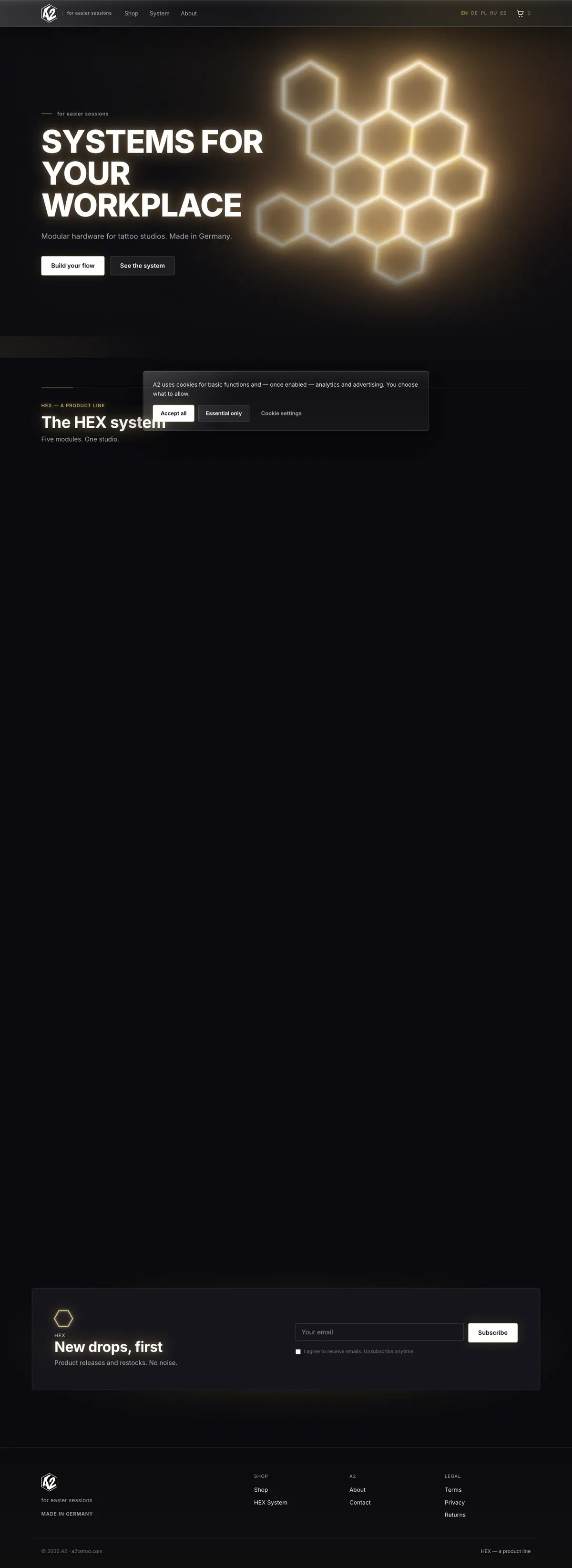 A2 · HEX website — full-page screenshot