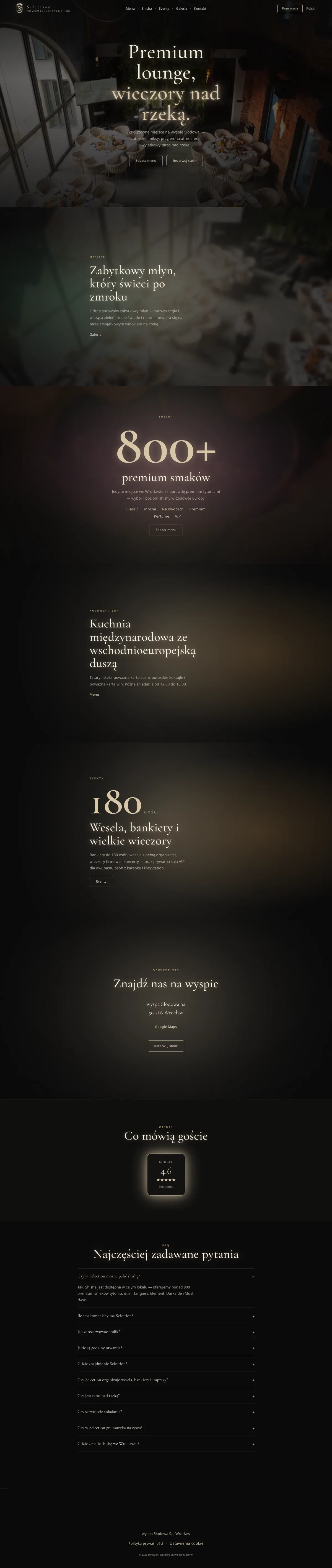 Selection website — full-page screenshot